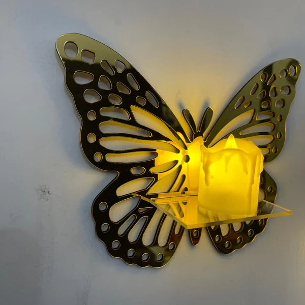 Gold Mirror Butterfly Wall Shelf