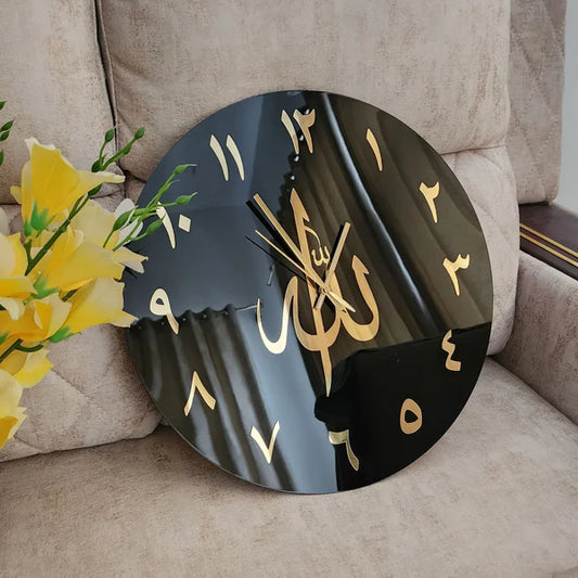 Luxury Black & Gold Islamic Wall Clock
