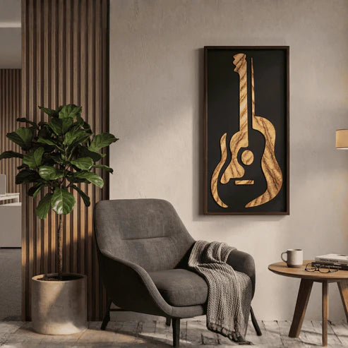 Abstract Guitar Wood Wall Art